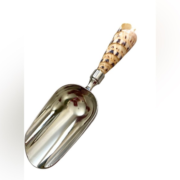 Mud Pie scooper Silver and Tan Shell Handle , Handmade, New - Picture 1 of 6